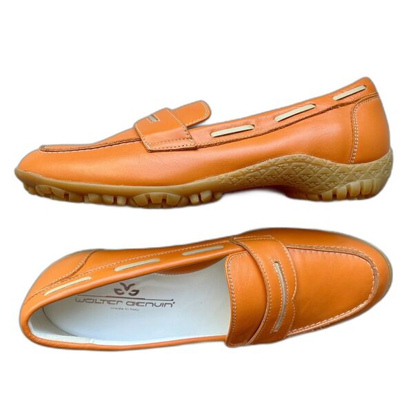 Walter Genuin Orange Leather Penny Loafer Golf Shoes Women EU 36.5 US 6 - 6.5 - Picture 16 of 16
